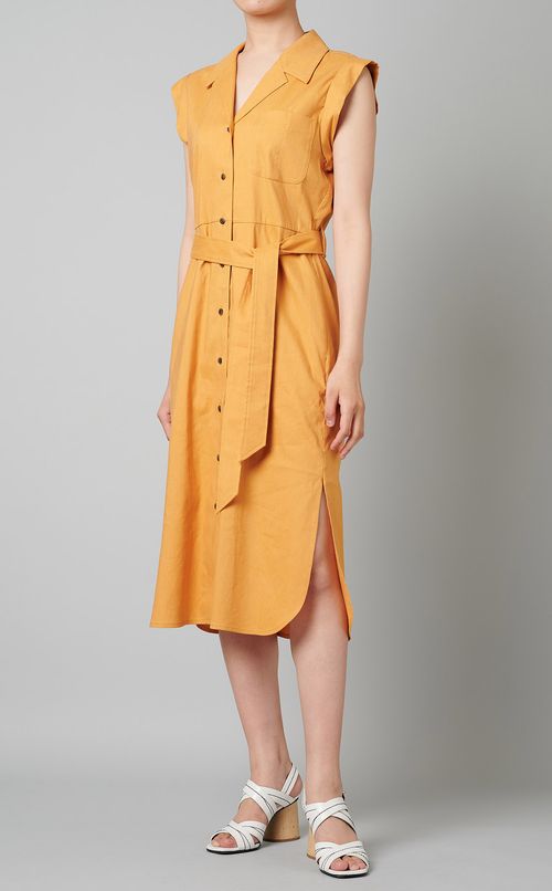 ベルト付リネンシャツワンピース