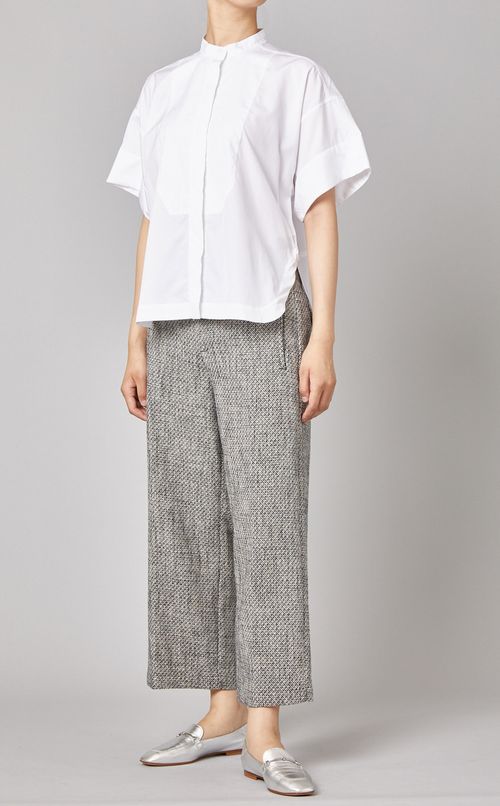 コットンスタンドカラーシャツ