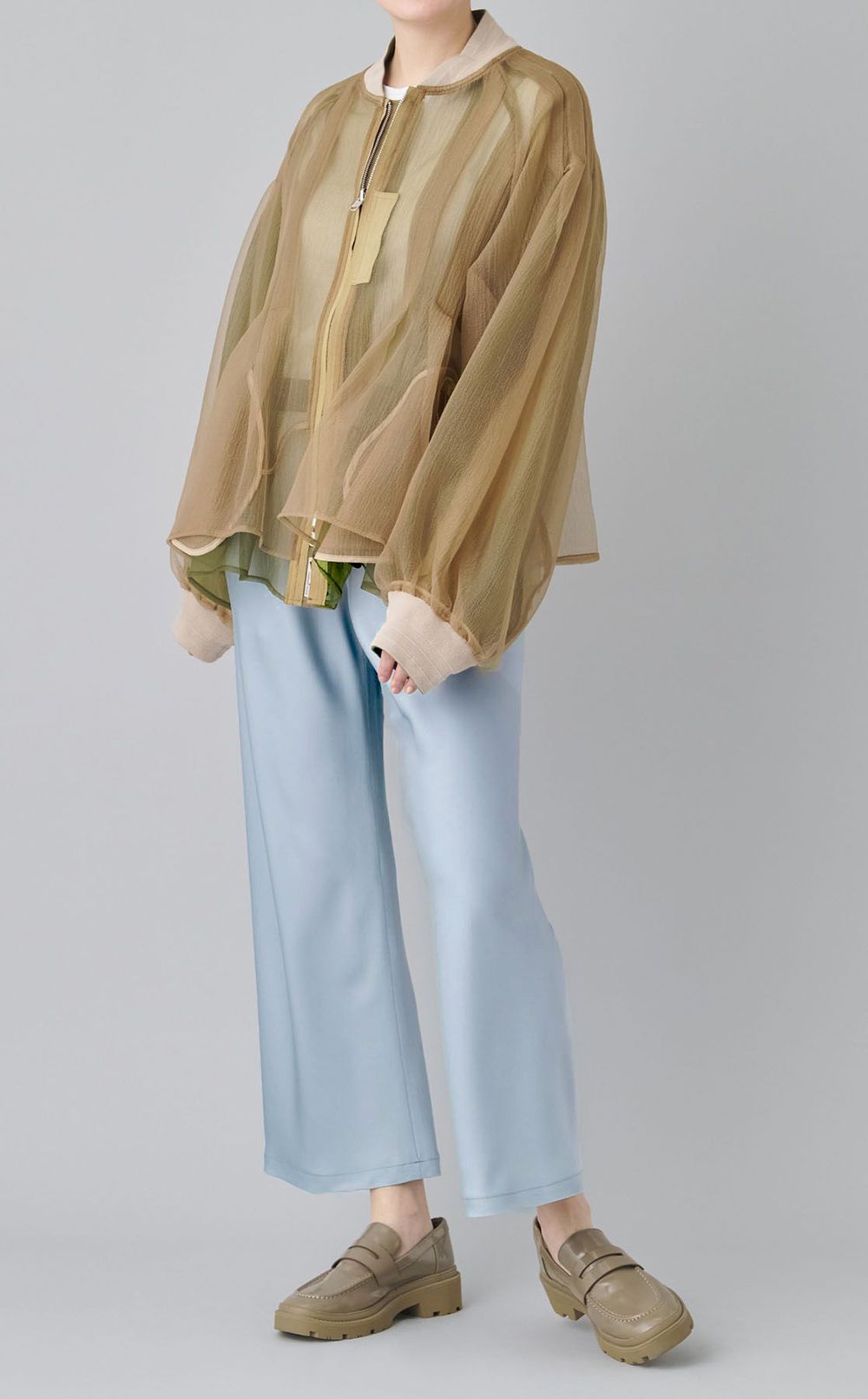 ダブルサテンフレアワイドパンツ