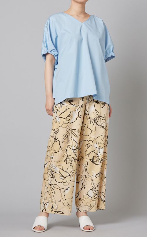 リボンカフスコットンブラウス