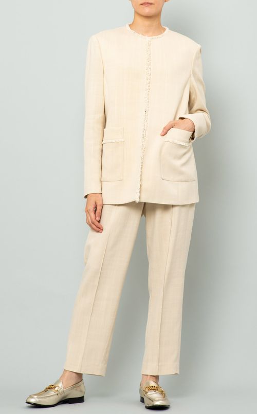 フリンジノーカラージャケット