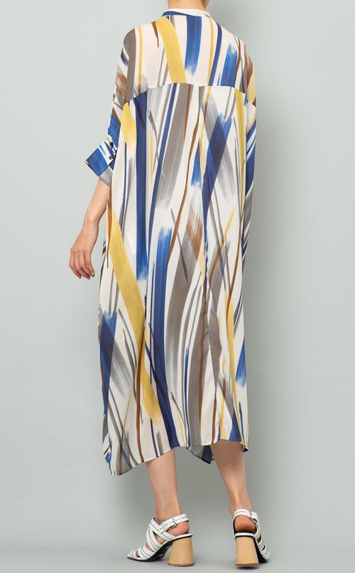 ハンドペイント調プリントシャツワンピース