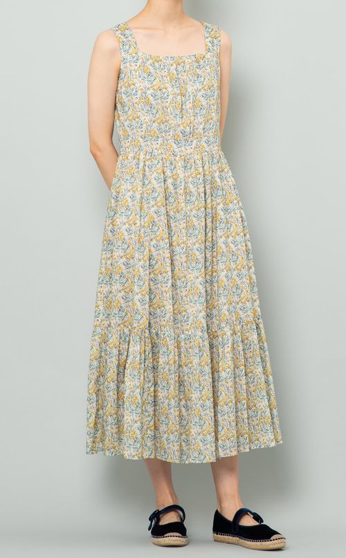 リバティー柄ティアードワンピース
