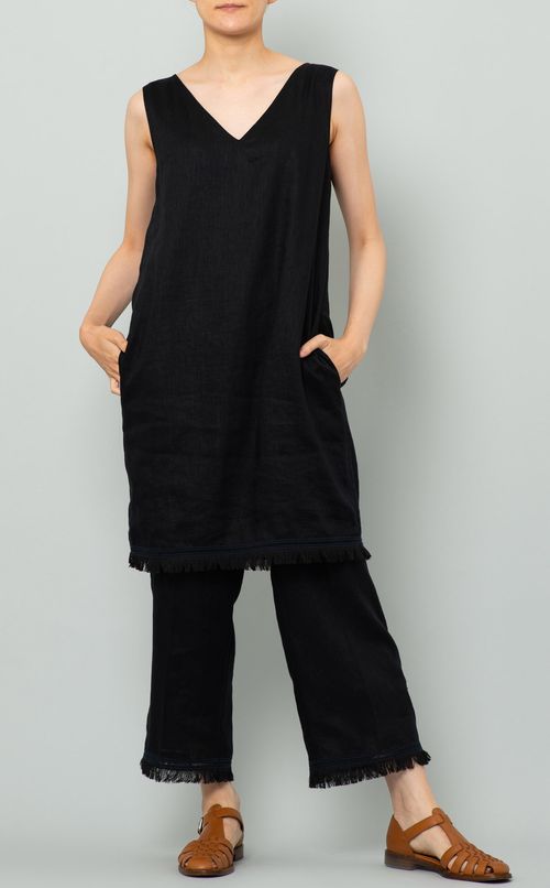 リネンVネックミニワンピース