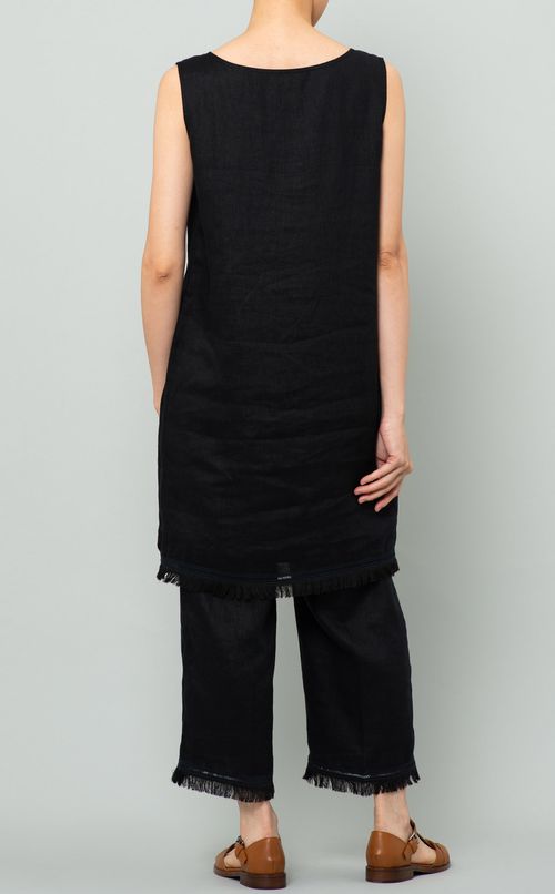 リネンクロップドストレートパンツ