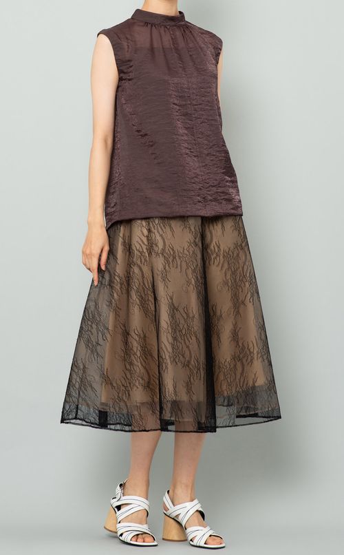 シアーノースリーブブラウス