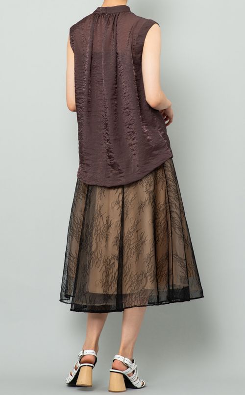 シアーノースリーブブラウス