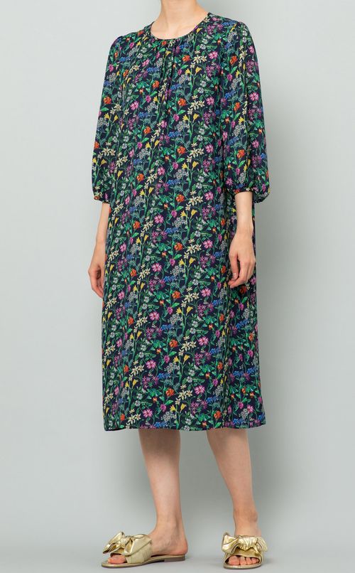 リバティプリントミディワンピース