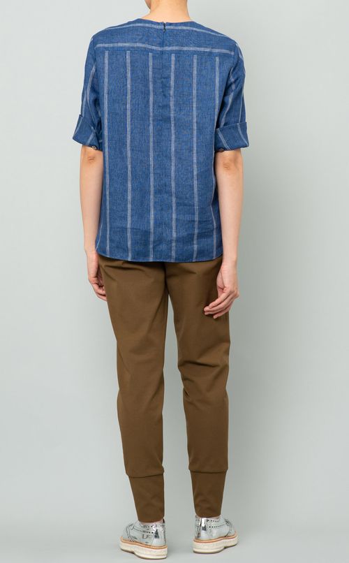 リネンストライプTブラウス