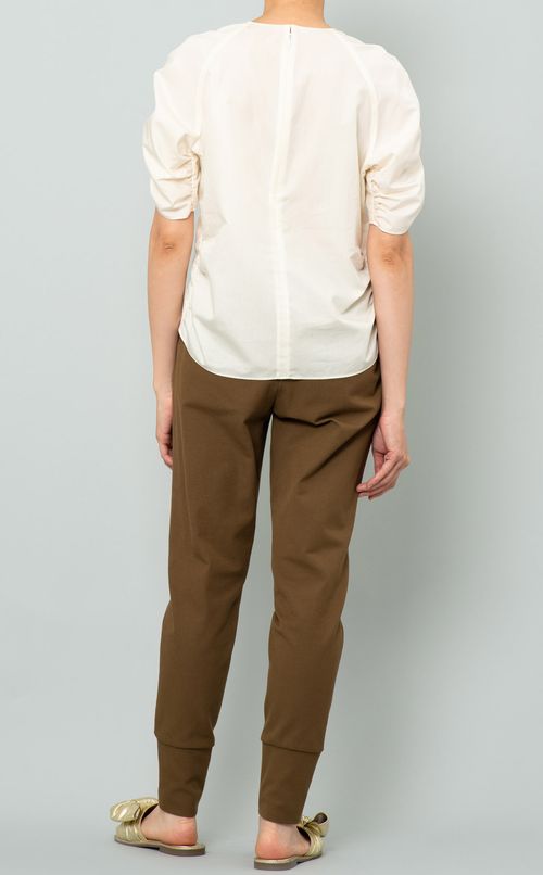 コットンシルクシャーリングブラウス