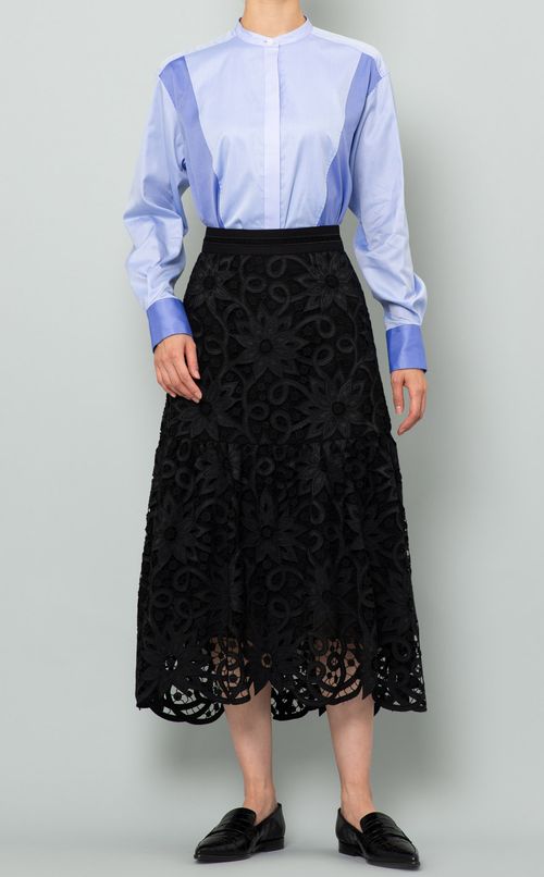 フラワーレースフレアミディスカート