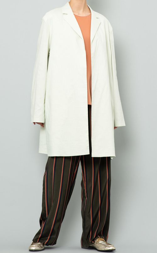 リネン混テーラードガウンコート