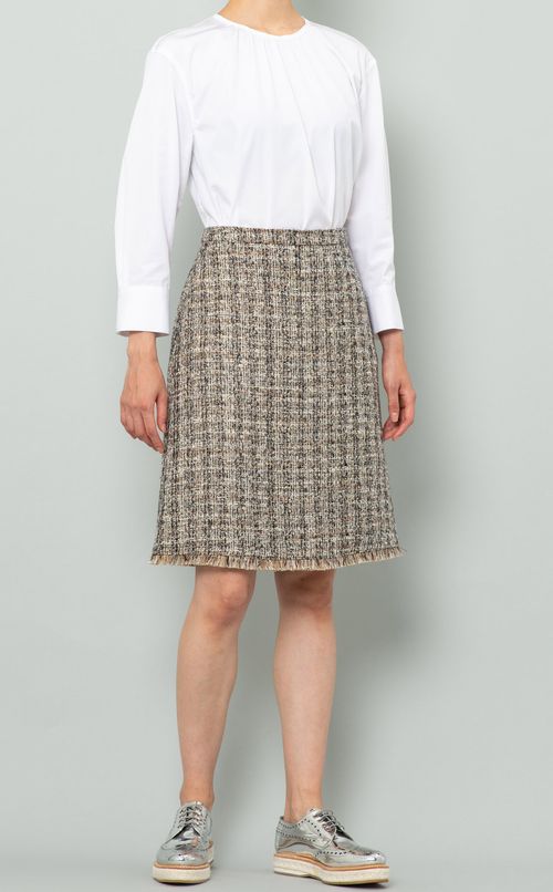 フリンジヘムツイードスカート