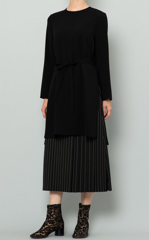 ストライププリーツ切替スカート