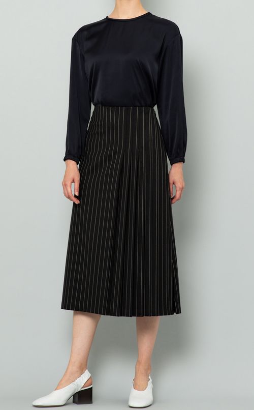 ストライププリーツ切替スカート