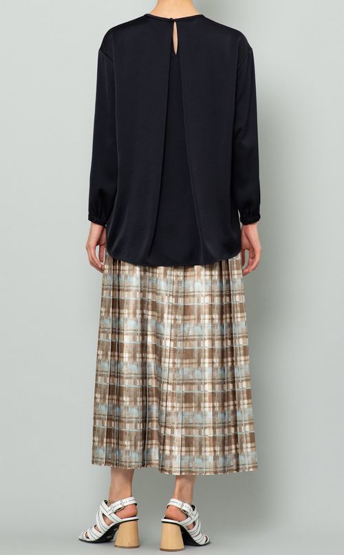 チェック柄プリーツイージースカート