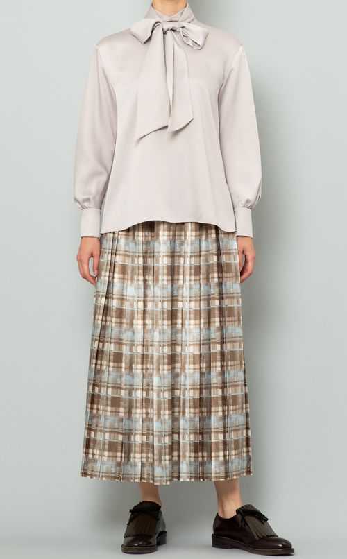 チェック柄プリーツイージースカート