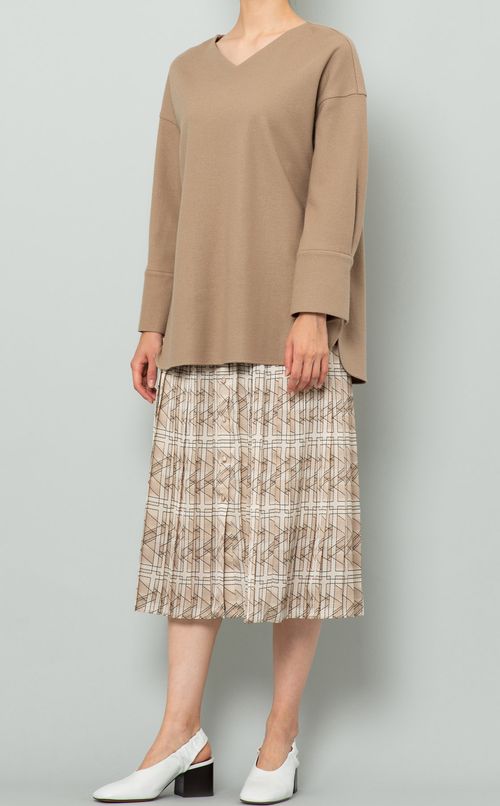 プリントプリーツミディスカート