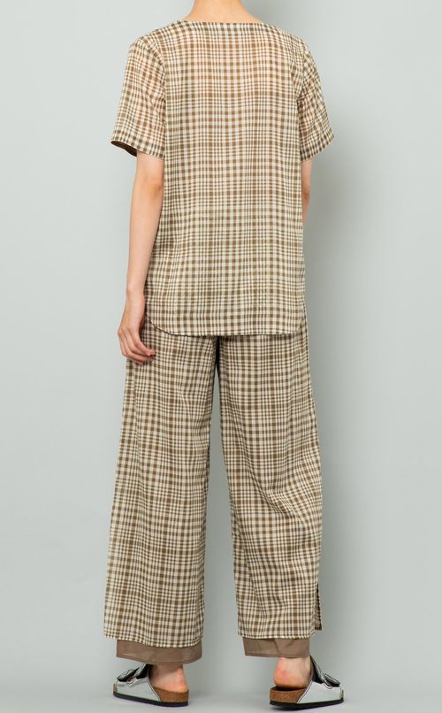 チェック柄イージーパンツ