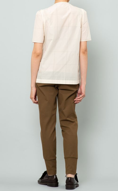 チェックVネックボウタイブラウス