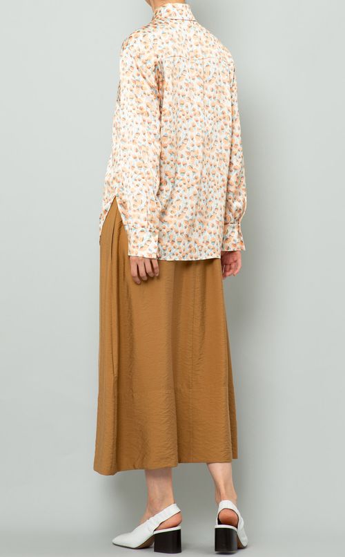 フラワープリントシルクブラウス