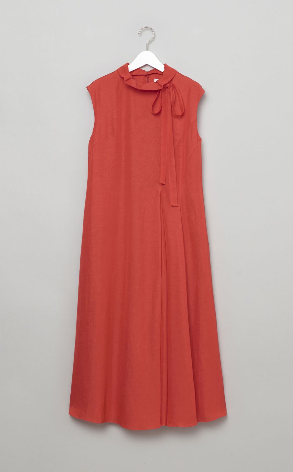 2wayネックリネン混ワンピース