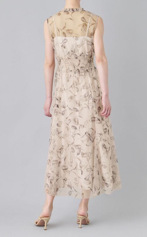 レイヤードフラワープリントワンピース