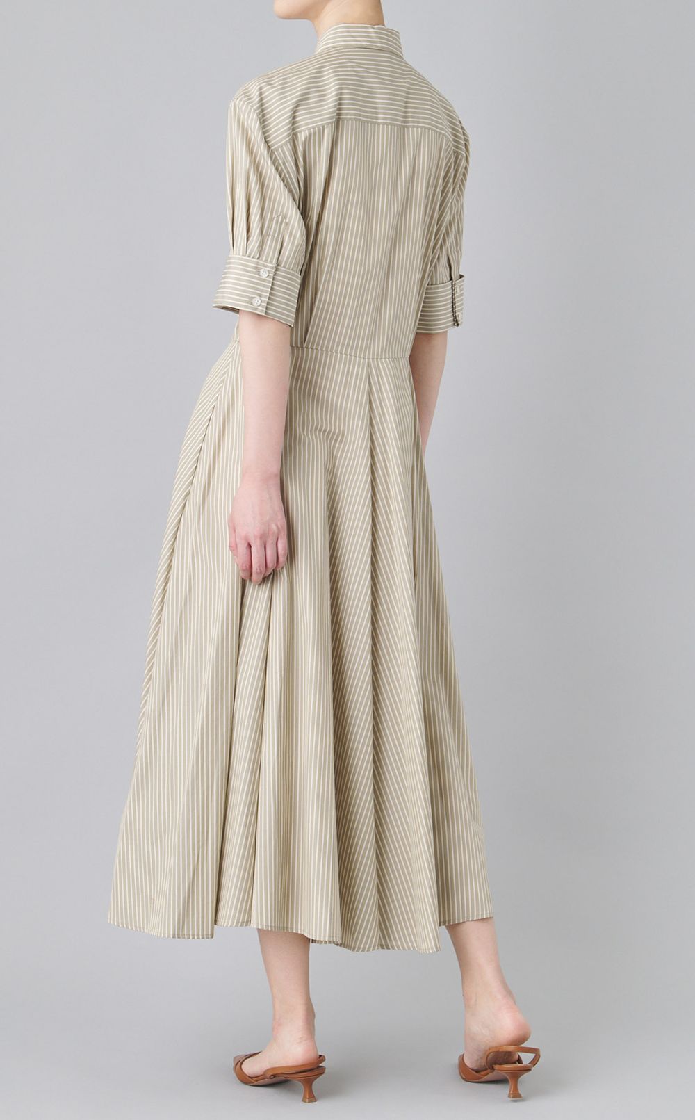 ストライプギャザーシャツワンピース