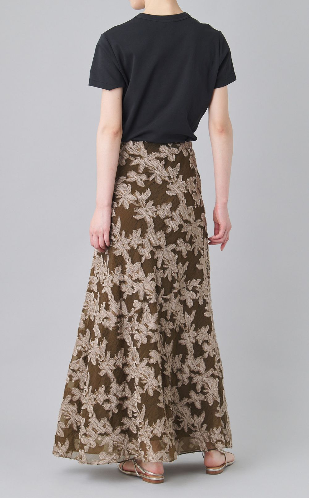 ジャガードウエストゴムロングスカート