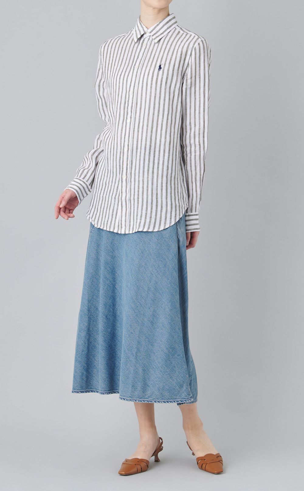 ライトデニムミディスカート