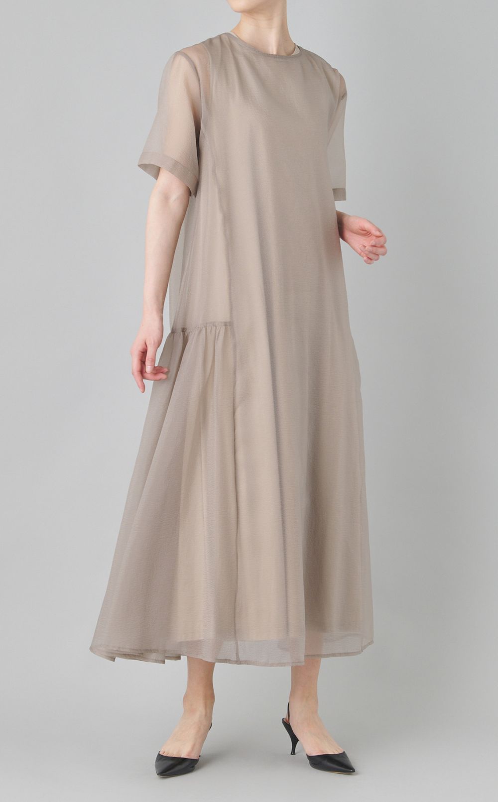 シアーレイヤードフレアワンピース