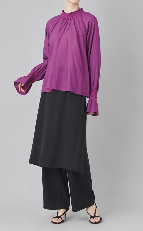 スカートレイヤードサテンパンツ