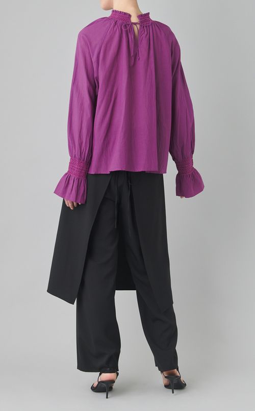 コットンレーヨンギャザーブラウス