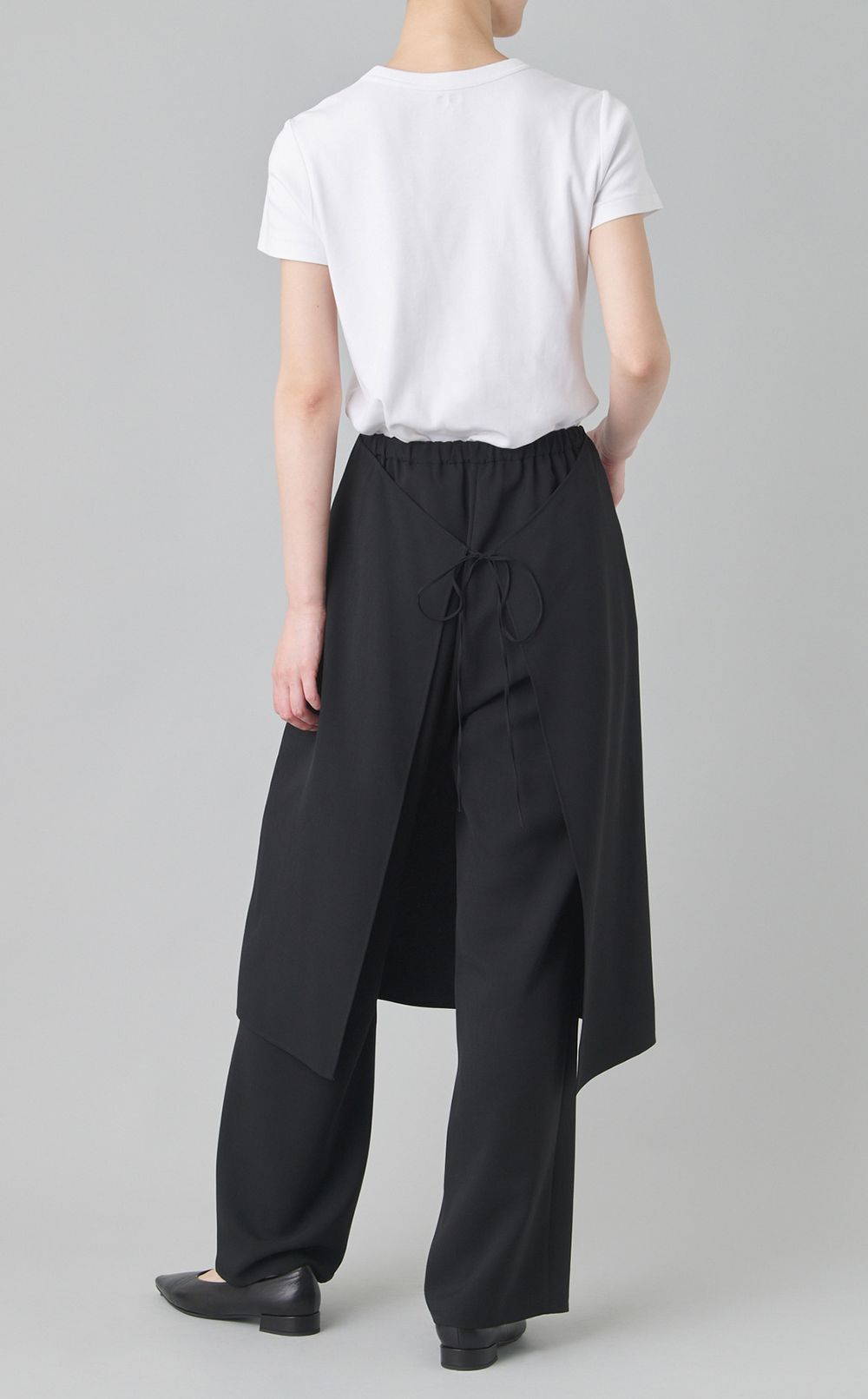 スカートレイヤードサテンパンツ