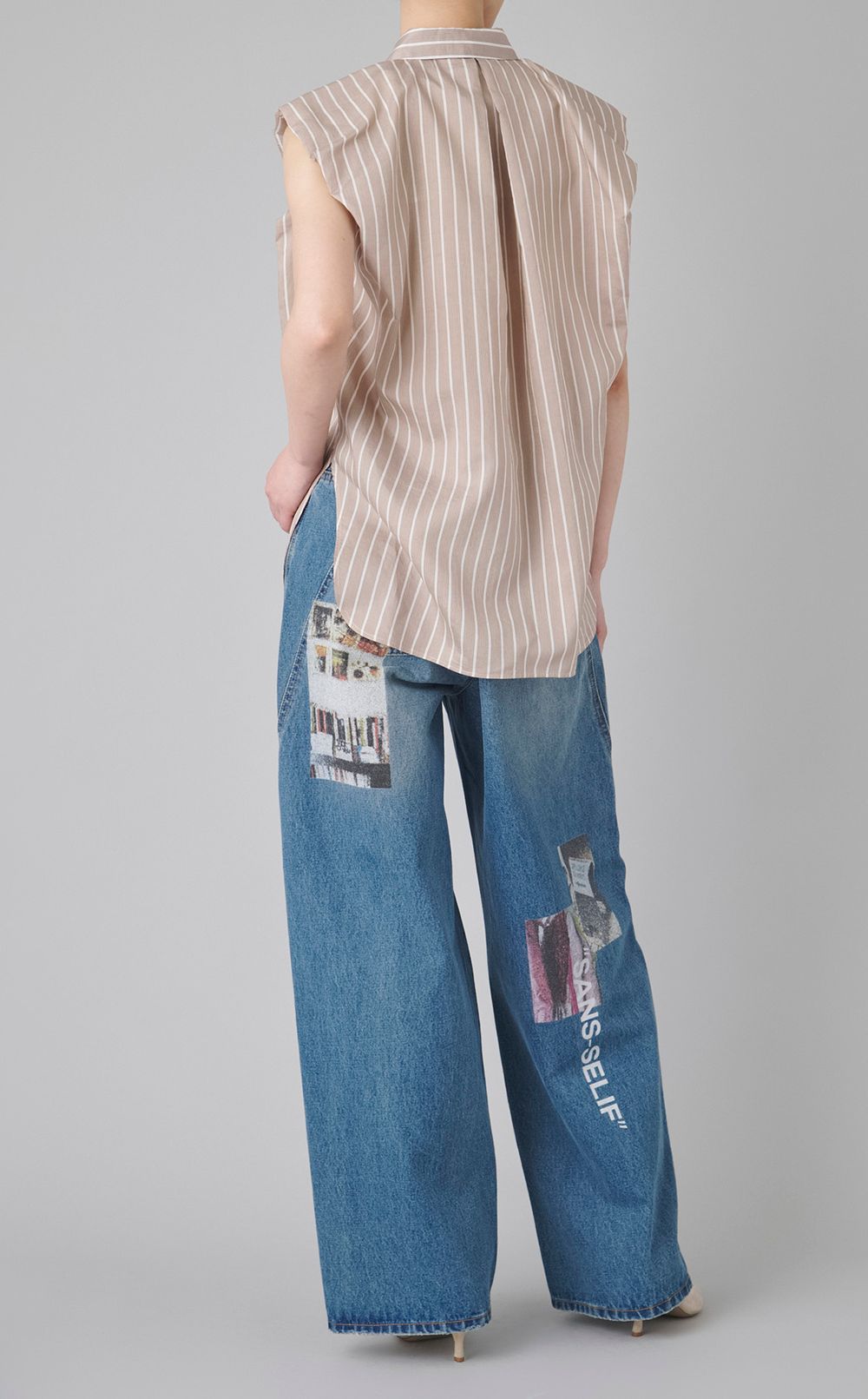 バルーンスリーブストライプシャツ