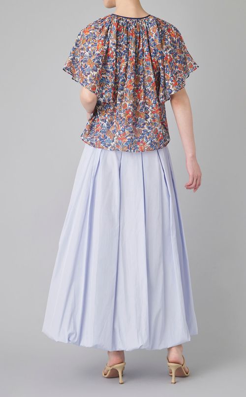 プリントギャザーフレアブラウス