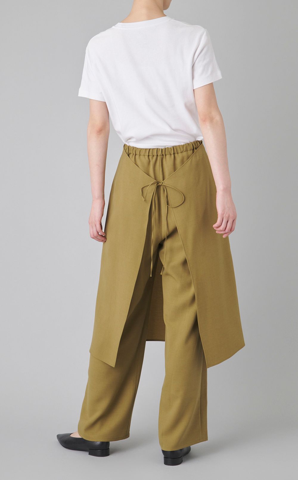 スカートレイヤードサテンパンツ