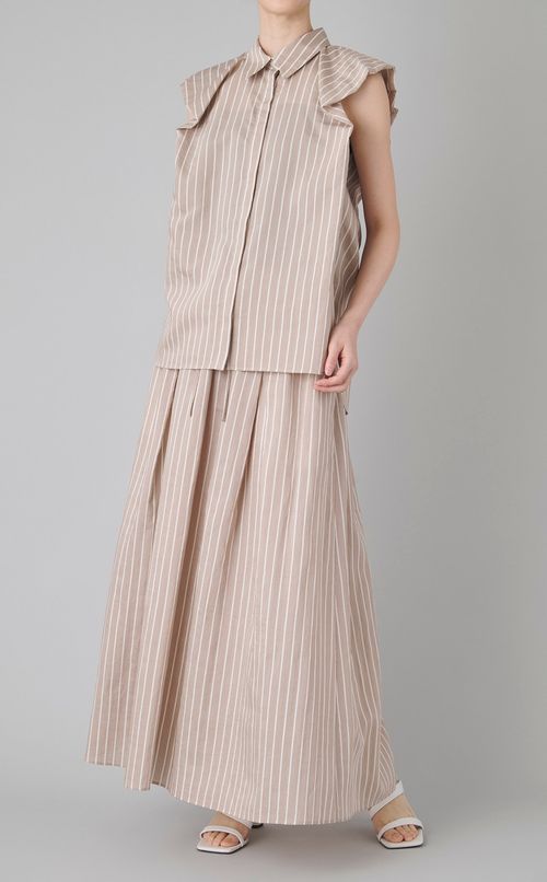 バルーンスリーブストライプシャツ