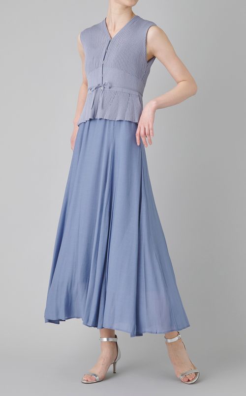 リブニットコンビフレアワンピース