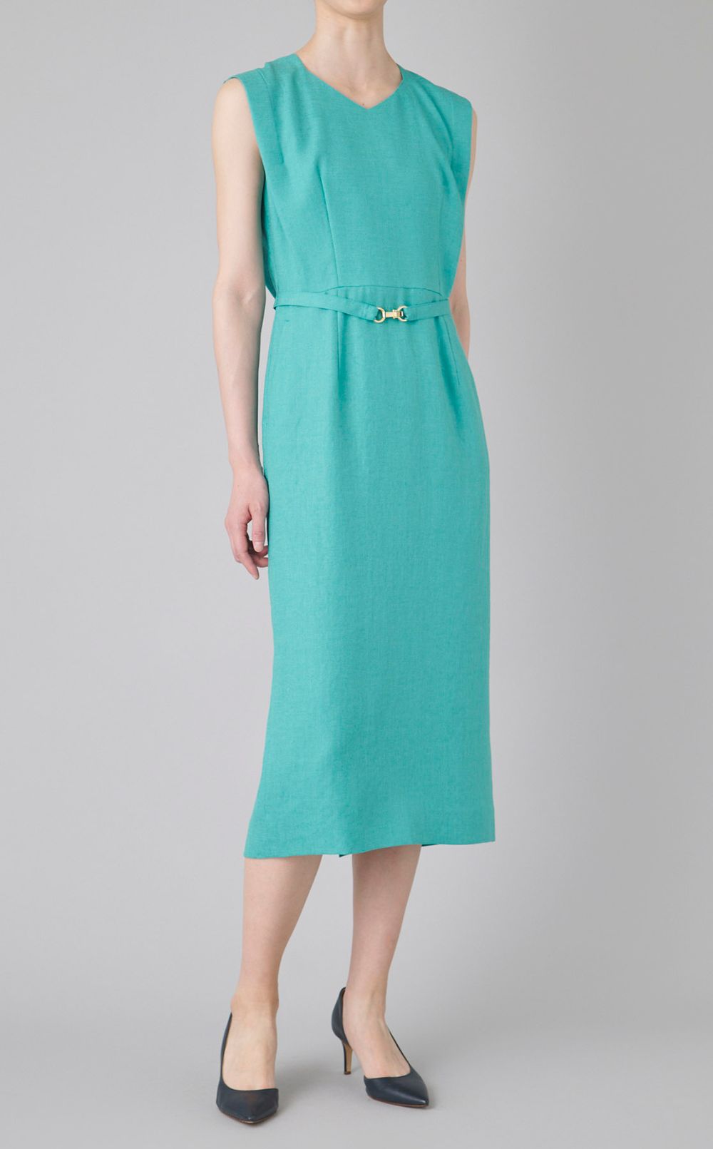 ダイヤモンドネックベルテッドワンピース