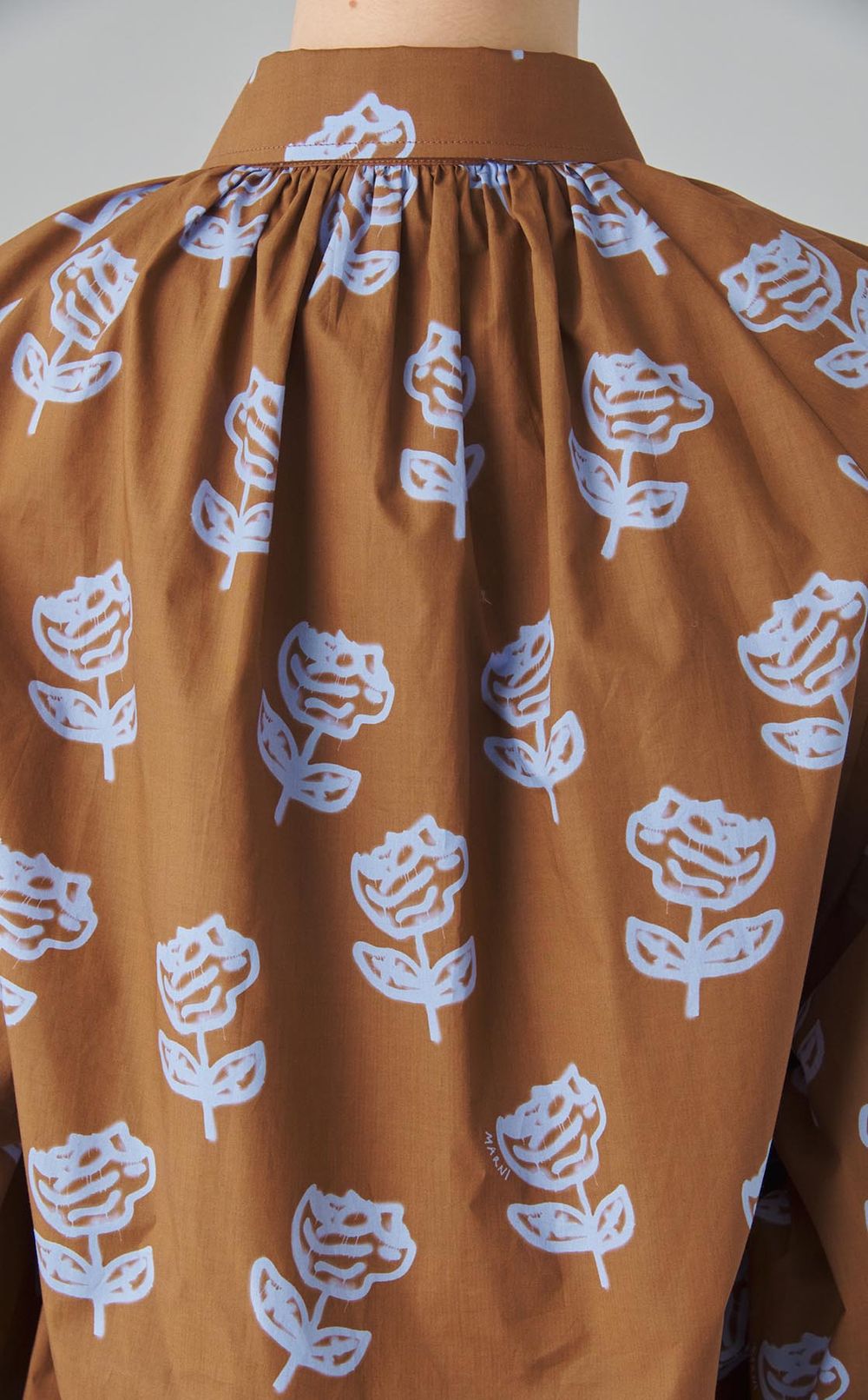 ローズプリントコットンギャザーブラウス