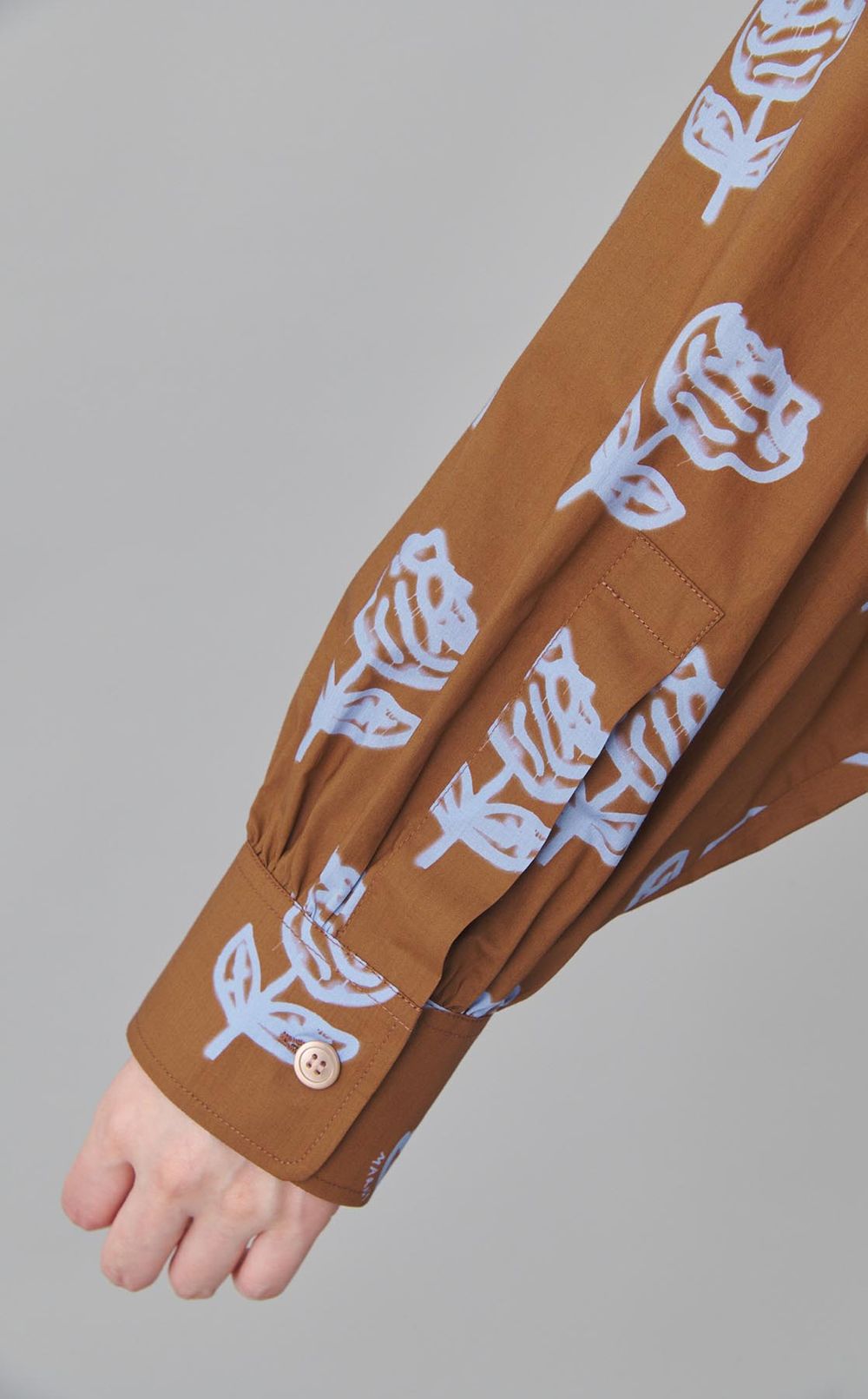 ローズプリントコットンギャザーブラウス