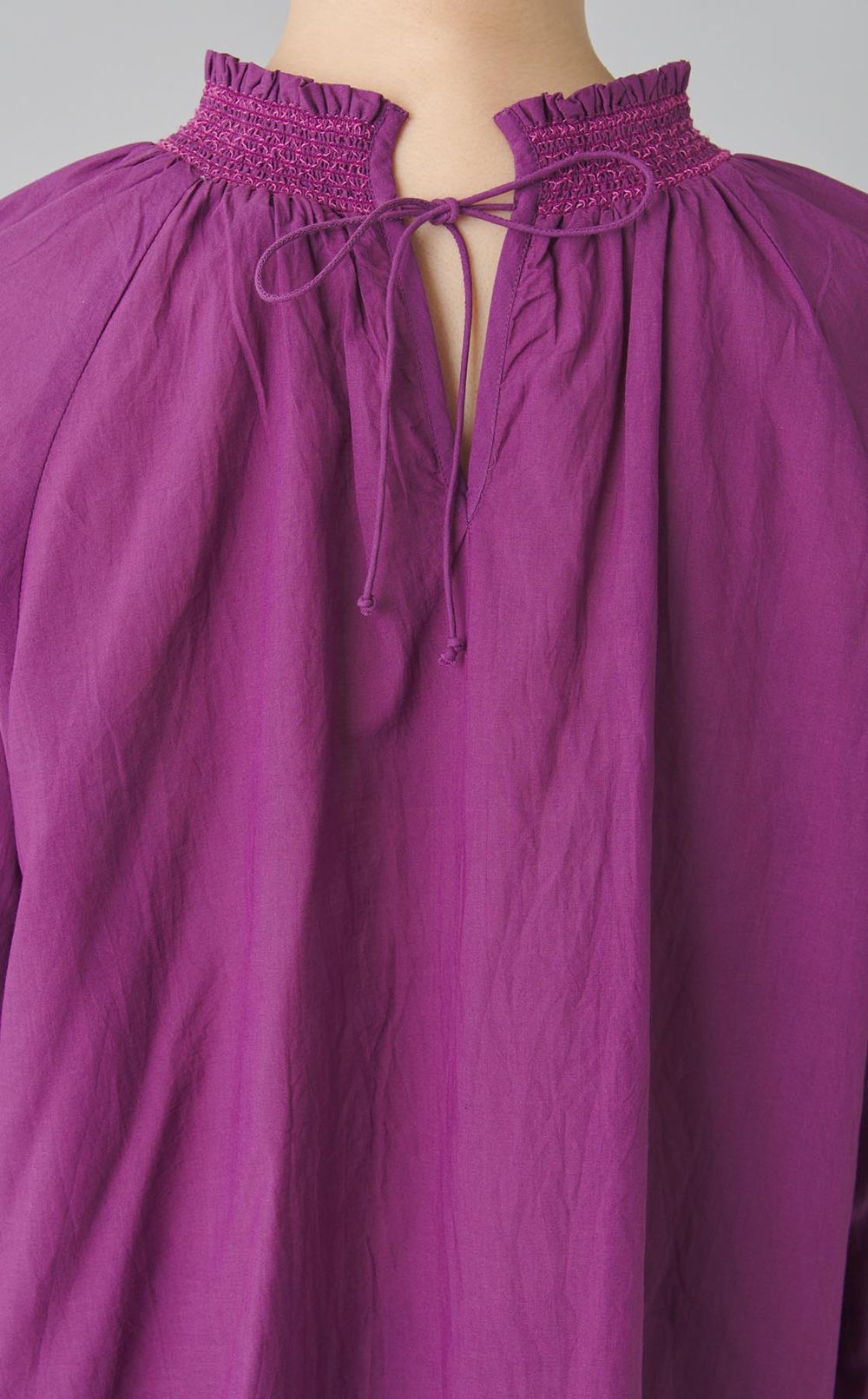 コットンレーヨンギャザーブラウス