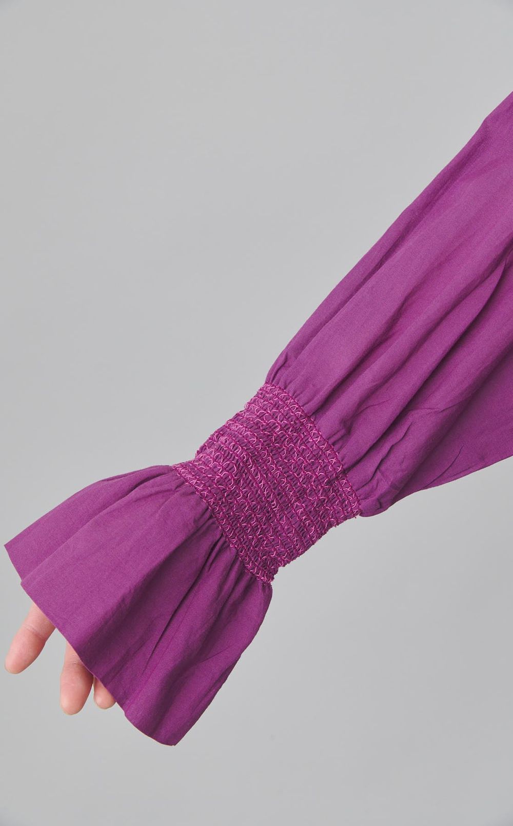 コットンレーヨンギャザーブラウス