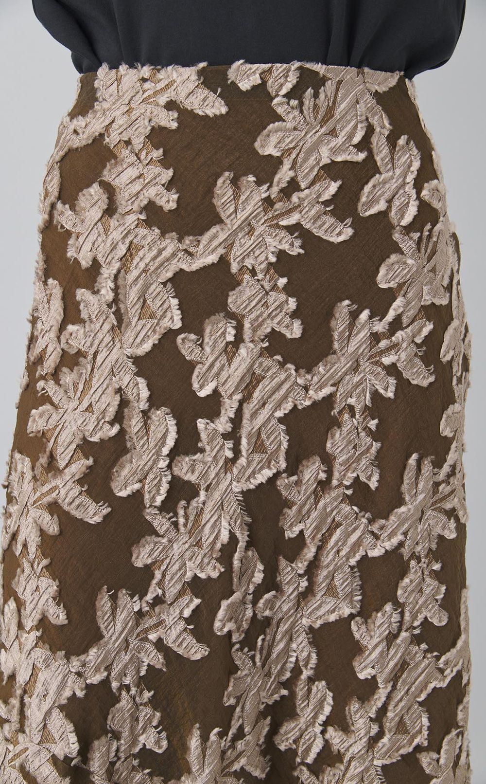 ジャガードウエストゴムロングスカート