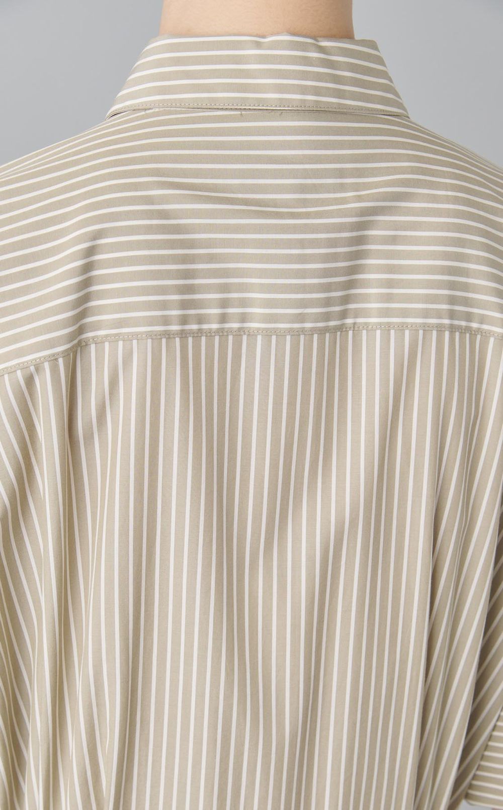 ストライプギャザーシャツワンピース