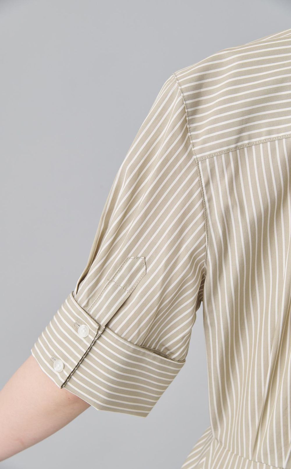 ストライプギャザーシャツワンピース