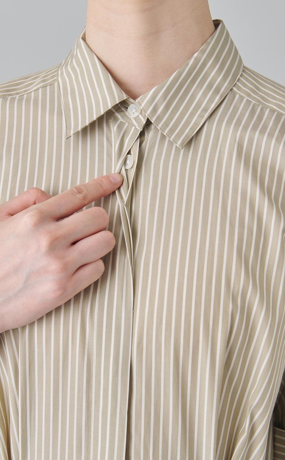 ストライプギャザーシャツワンピース