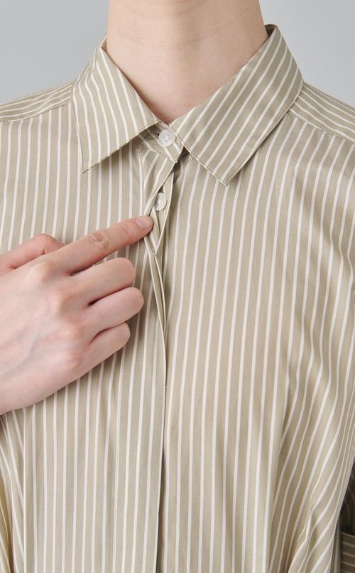 ストライプギャザーシャツワンピース