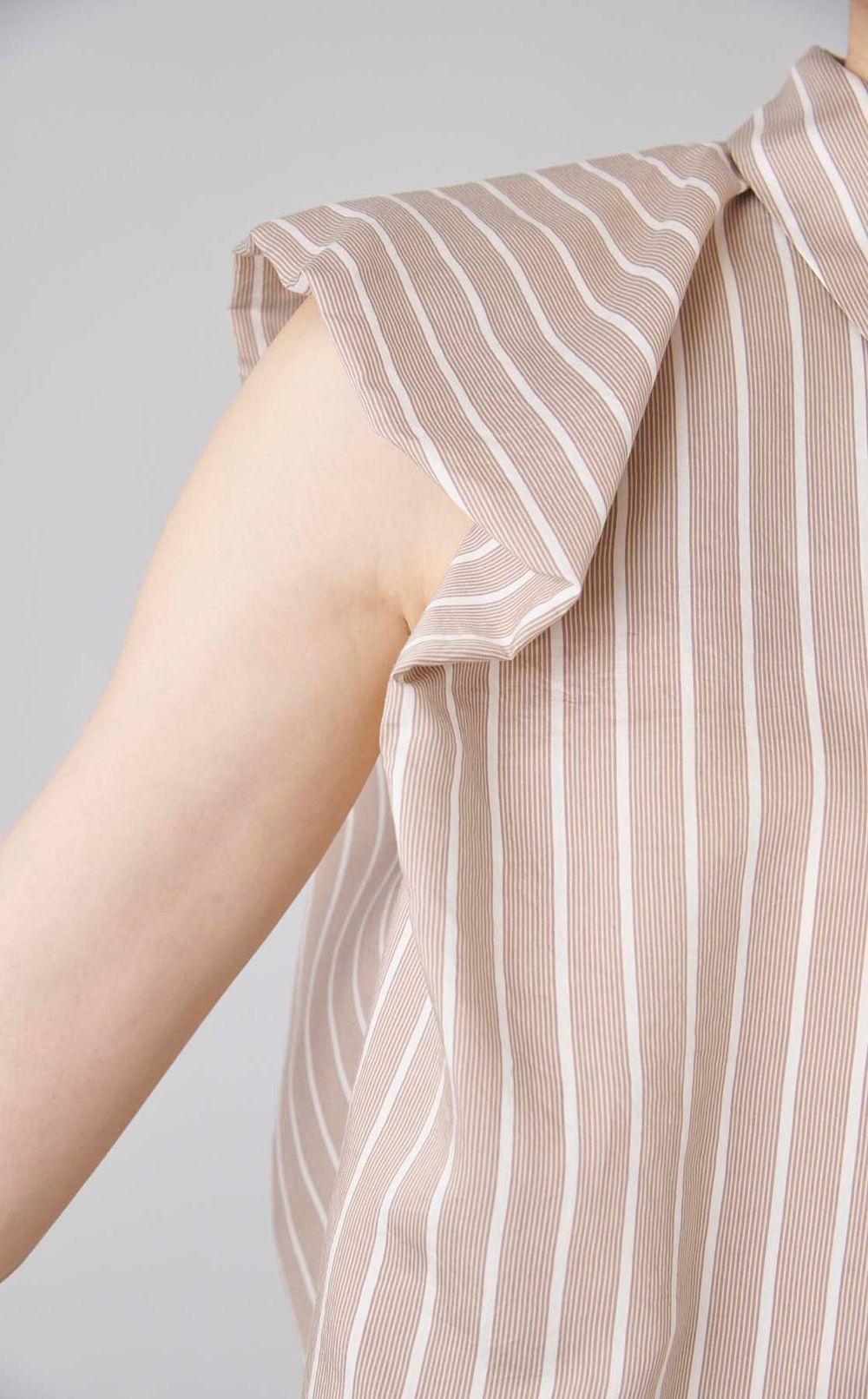 バルーンスリーブストライプシャツ